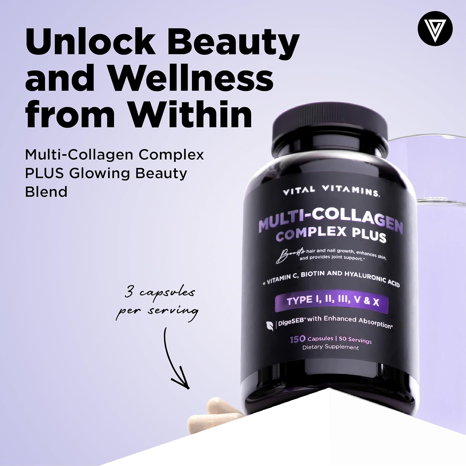 Vital Vitamins Multi Collagen Complex Plus - 150 Capsules - Image 3